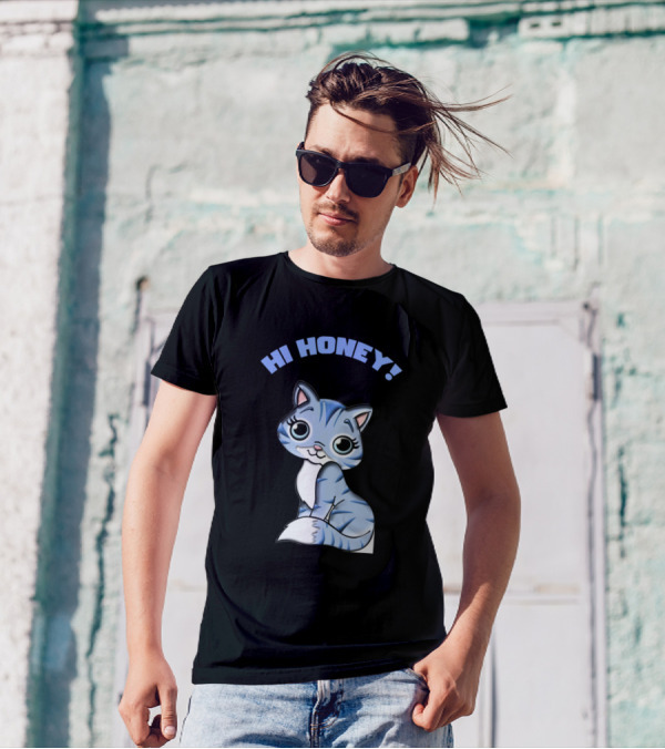 HI HONEY ADORABLE BLUE KITTEN T-Shirt