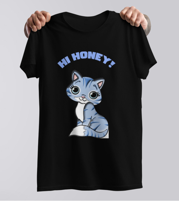 HI HONEY ADORABLE BLUE KITTEN T-Shirt