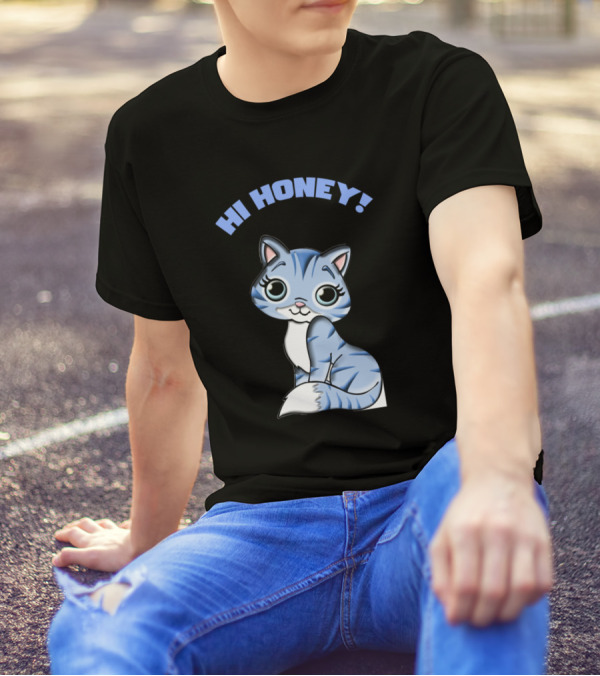 HI HONEY ADORABLE BLUE KITTEN T-Shirt