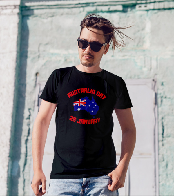 Australia Day 26 January Map With Flag T-Shirt