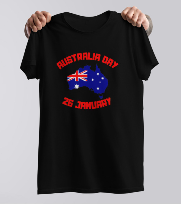 Australia Day 26 January Map With Flag T-Shirt