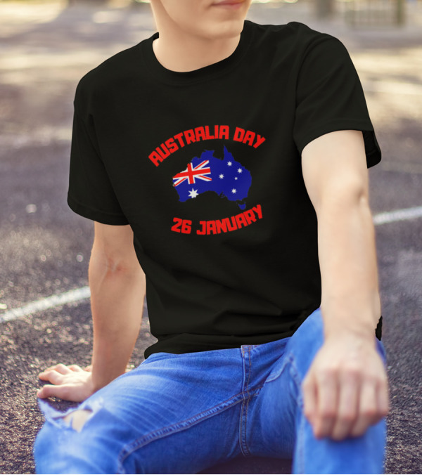 Australia Day 26 January Map With Flag T-Shirt