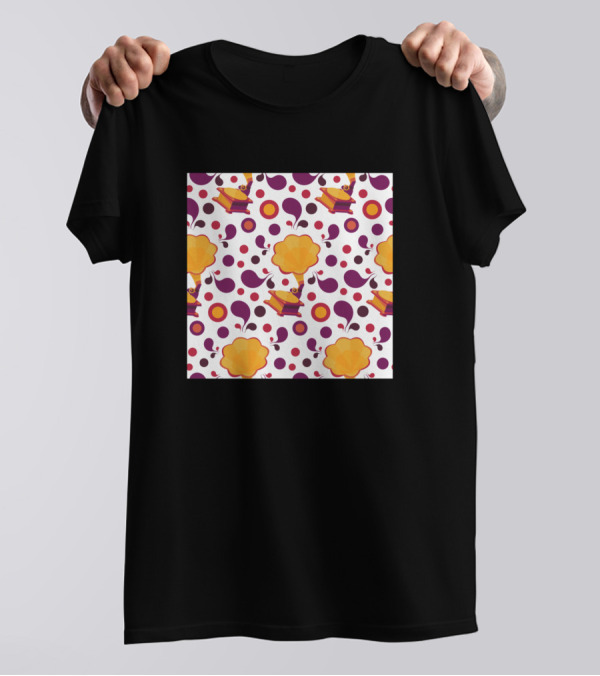 Awesome Gramophone Pattern Neck Gaiter T-Shirt