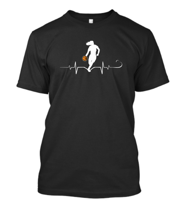Basketball Girl Heartbeat Dribbling Silhouette Sport T-Shirt