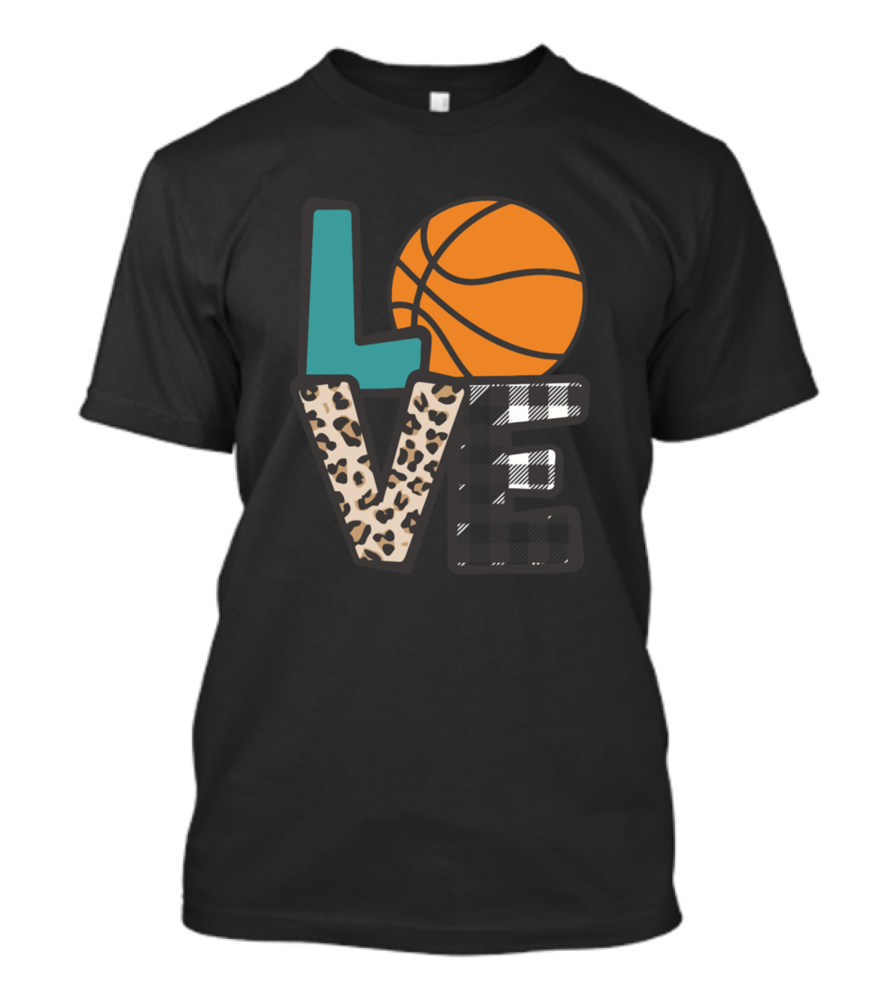 LOVE Basketball Leopard Print Checkered T-Shirt