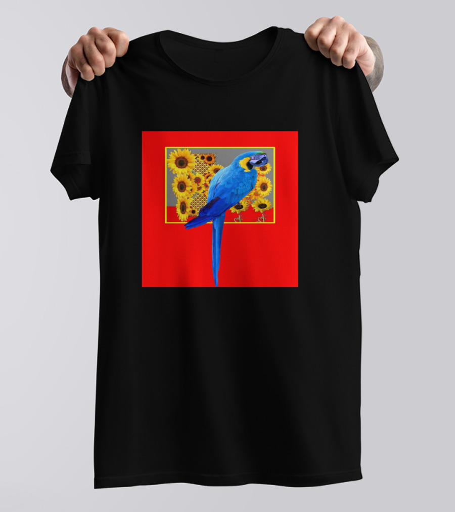 Blue Macaw Sunflowers T-Shirt