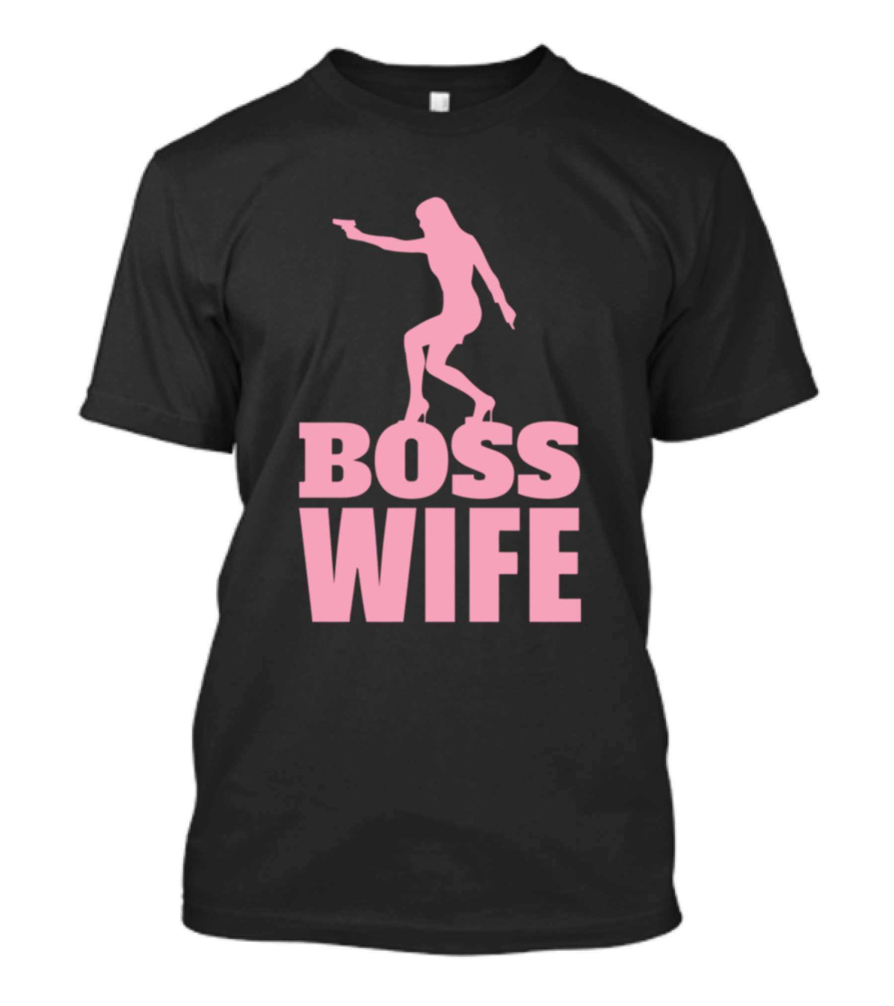 Boss Wife Pink Silhouette Gun T-Shirt