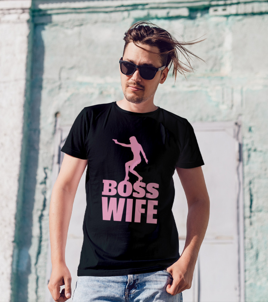 Boss Wife Pink Silhouette Gun T-Shirt