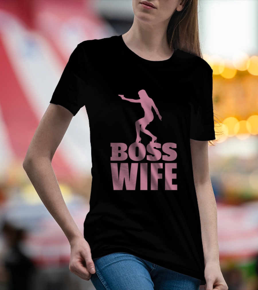 Boss Wife Pink Silhouette Gun T-Shirt