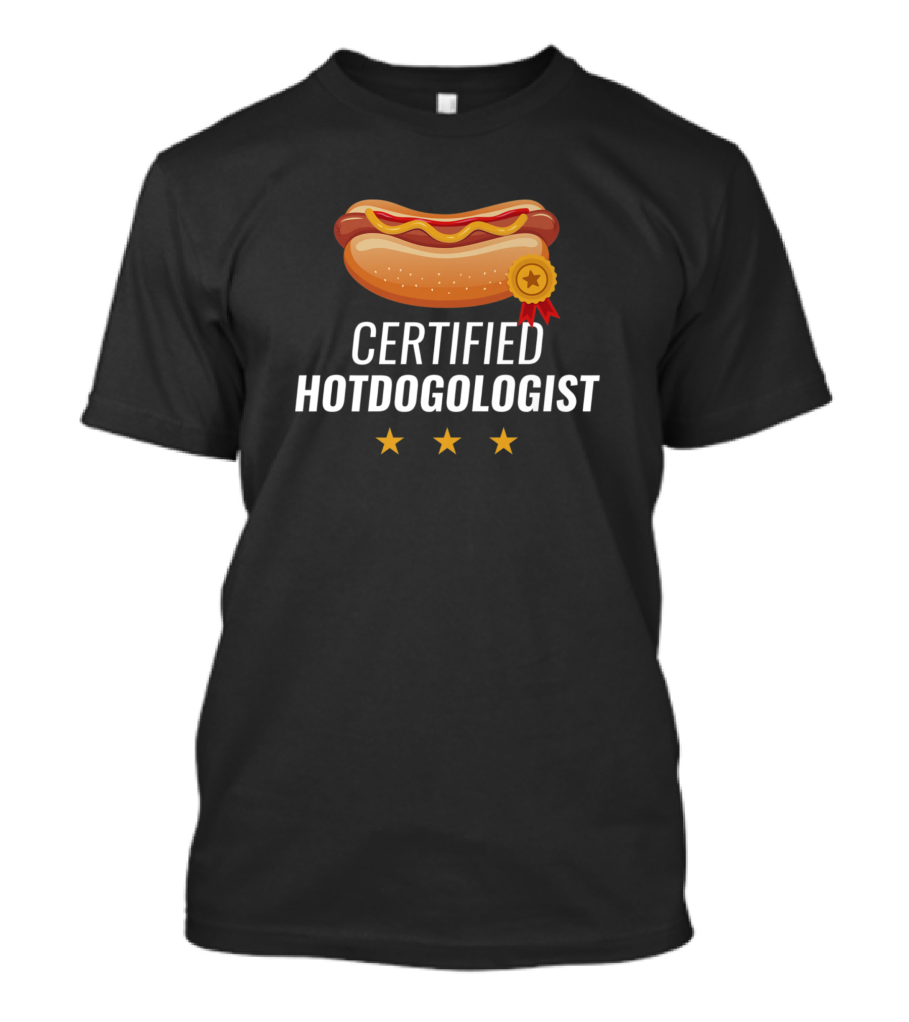 Certified Hotdogologist Funny Hot Dog Hotdog Stars Award T-Shirt