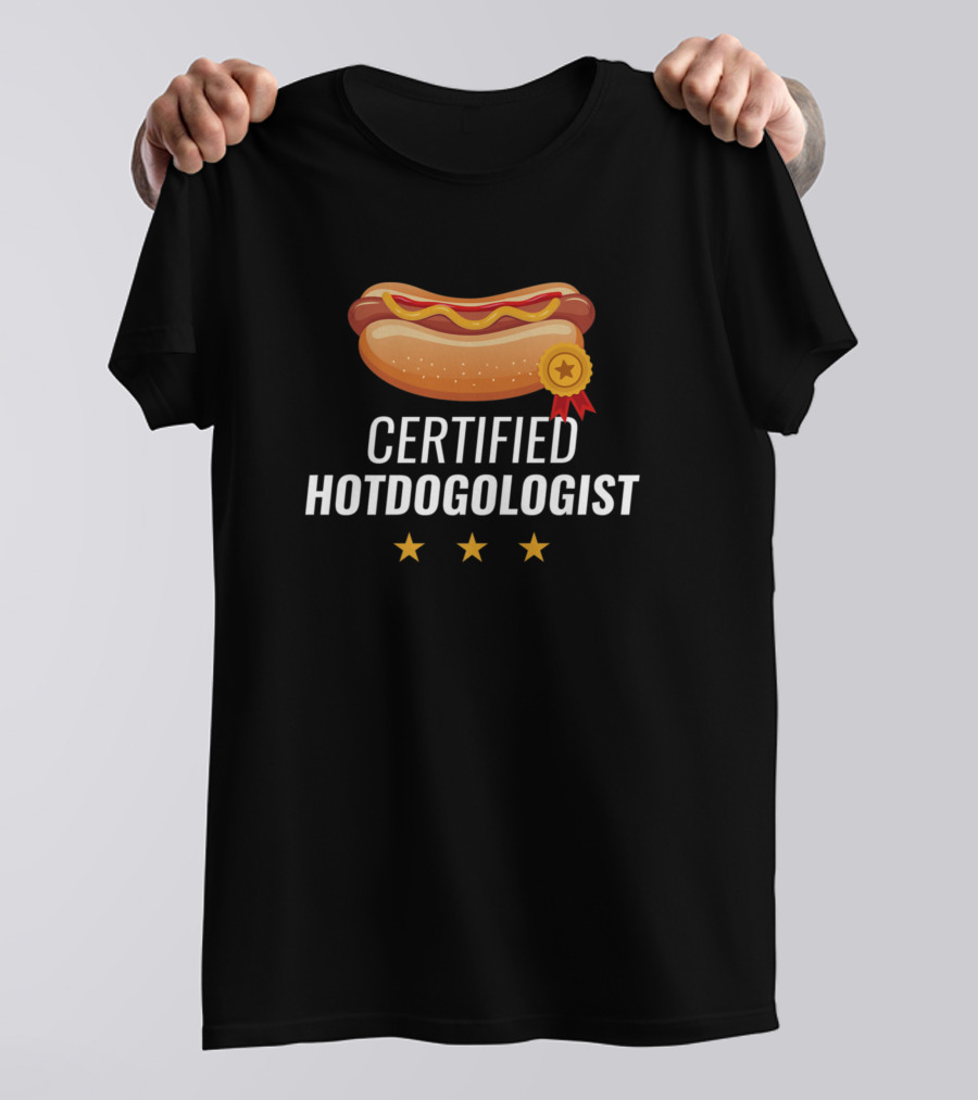 Certified Hotdogologist Funny Hot Dog Hotdog Stars Award T-Shirt