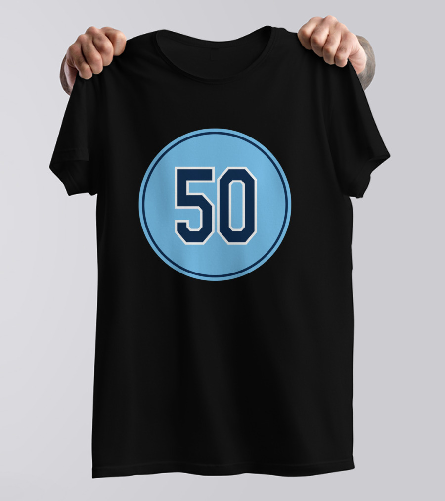 Charlie Morton Number 50 Blue Circle T-Shirt