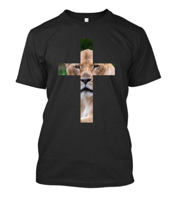 Christian Cross Lion Face Iconic T-Shirt
