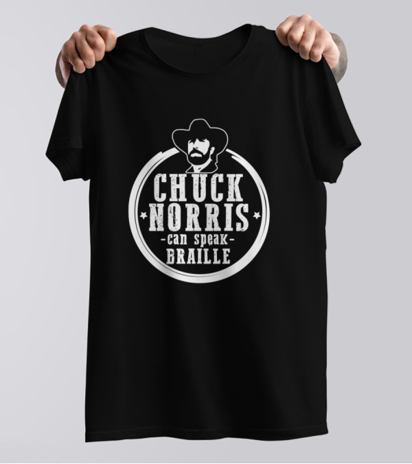 Chuck Norris Can Speak Braille Cowboy Hat Circle Star T-Shirt