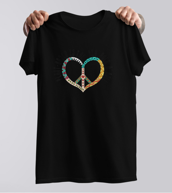 Cool Retro Heart Peace Symbol Plant Based Is The New Rock 'n Roll T-Shirt