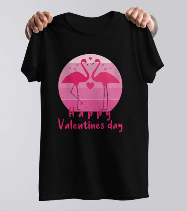 Happy Valentines Day Couple Flamingo T-Shirt