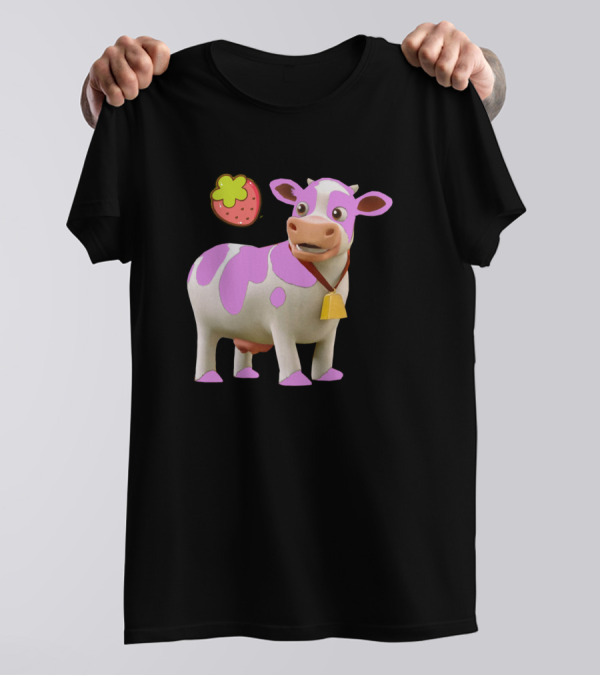 Strawberry Cow Anime Funny Farming Animal 96 T-Shirt