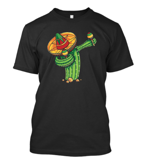 Cute Cactus Dabbing Sombrero Maracas Cinco De Mayo Mexican Holi T-Shirt