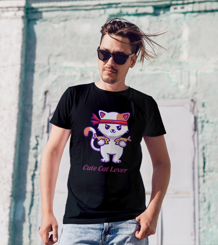 Cute Cat Lover Fish Fighter Ninja Kitty T-Shirt