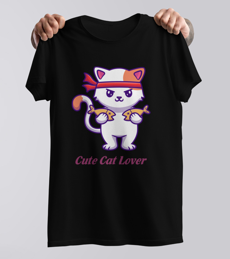 Cute Cat Lover Fish Fighter Ninja Kitty T-Shirt