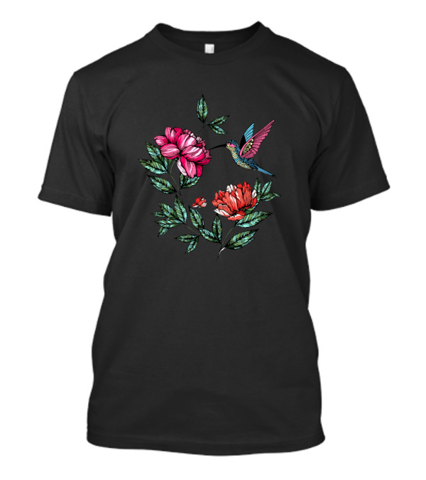 Fun Floral Hummingbird Lovers Cute Bird Anima T-Shirt