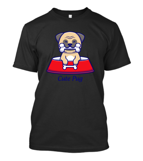 Cute Pug In Red Bowl T-Shirt