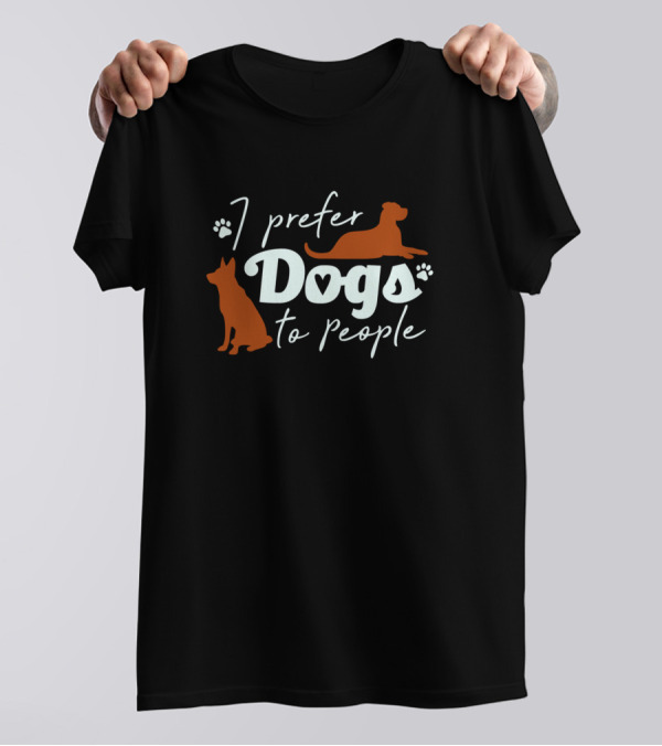 I Prefer Dogs To People Paw Prints T-Shirt