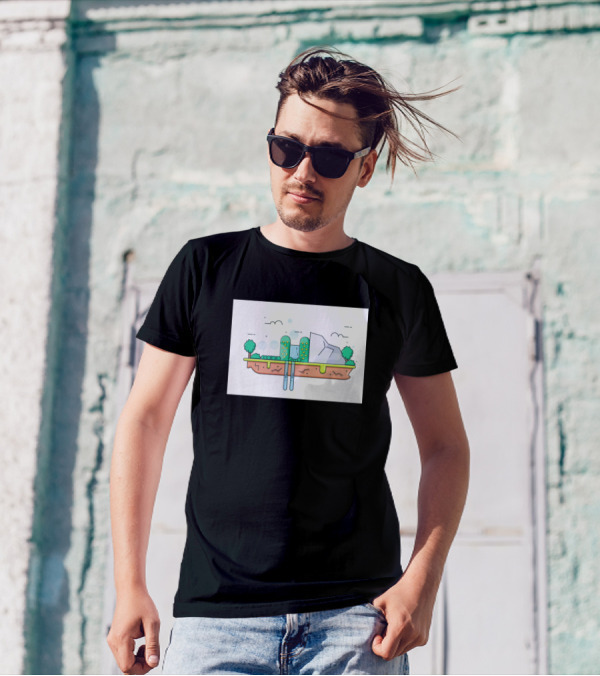 Dream Island Floating Landscape With Trees And Waterfall T-Shirt
