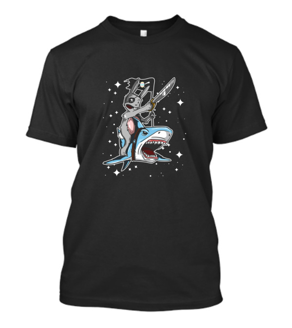 Easter Pirate Bunny On Shark With Stars For Boys T-Shirt