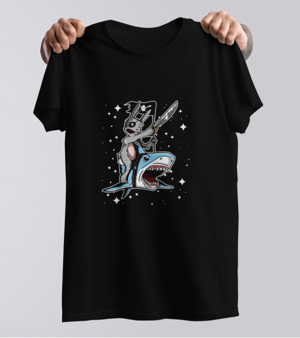 Easter Pirate Bunny On Shark With Stars For Boys T-Shirt