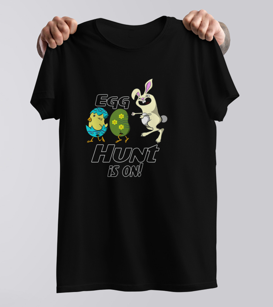 Egg Hunt Is On Funny Easter Kids Boys Girls Bunny And Colorful Eggs T-Shirt