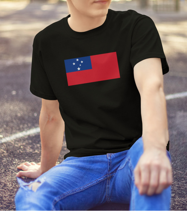 Flag Of Samoa Red And Blue Five Stars Emblem T-Shirt