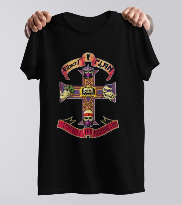 Foot Clan Ninja Turtles Appetite For Destruction Parody Cross Skulls T-Shirt