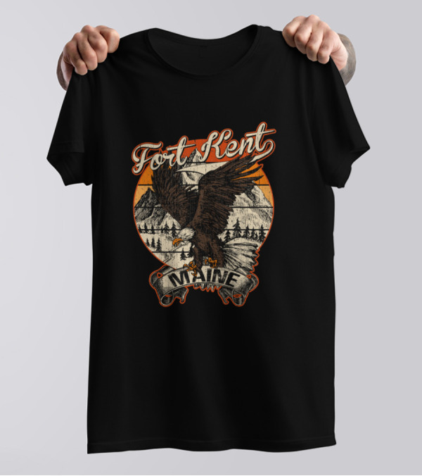 Fort Kent Maine Bald Eagle Scenic Retro Vintage Aesthetic T-Shirt