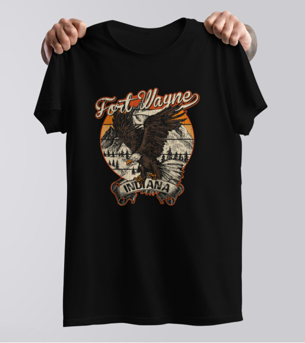 Fort Wayne Indiana Bald Eagle Vintage Retro Aesthetic Landcape T-Shirt