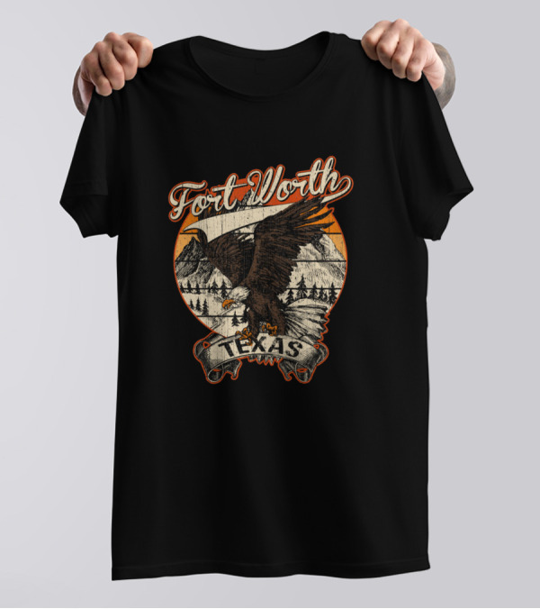 Fort Worth Texas Bald Eagle Mountains Retro Vintage Aesthetic T-Shirt