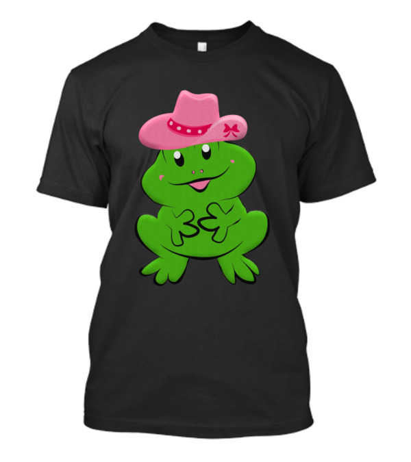 Cowgirl Frog With Pink Hat And Green Smile T-Shirt