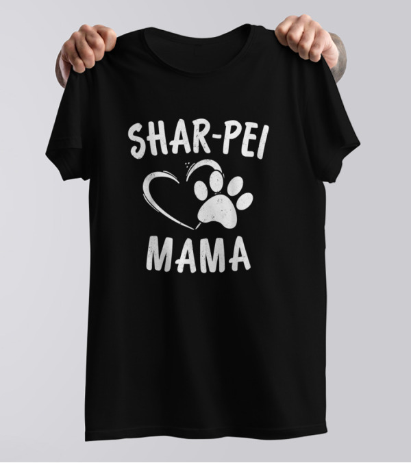 Shar Pei Mama Heart Paw Pet Lover T-Shirt