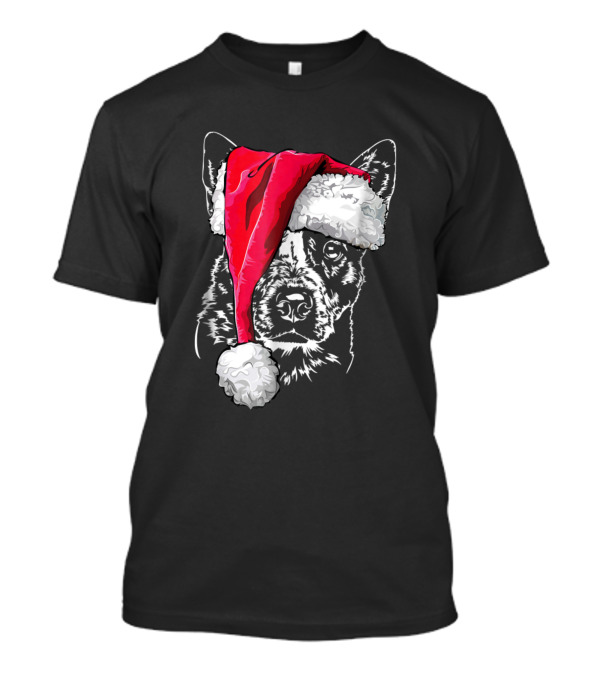 Funny Christmas Australian Cattle Dog With Santa Hat T-Shirt