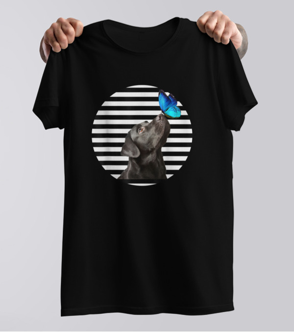 Black Labrador Retriever With Blue Butterfly Nose Dog Owner Pet T-Shirt