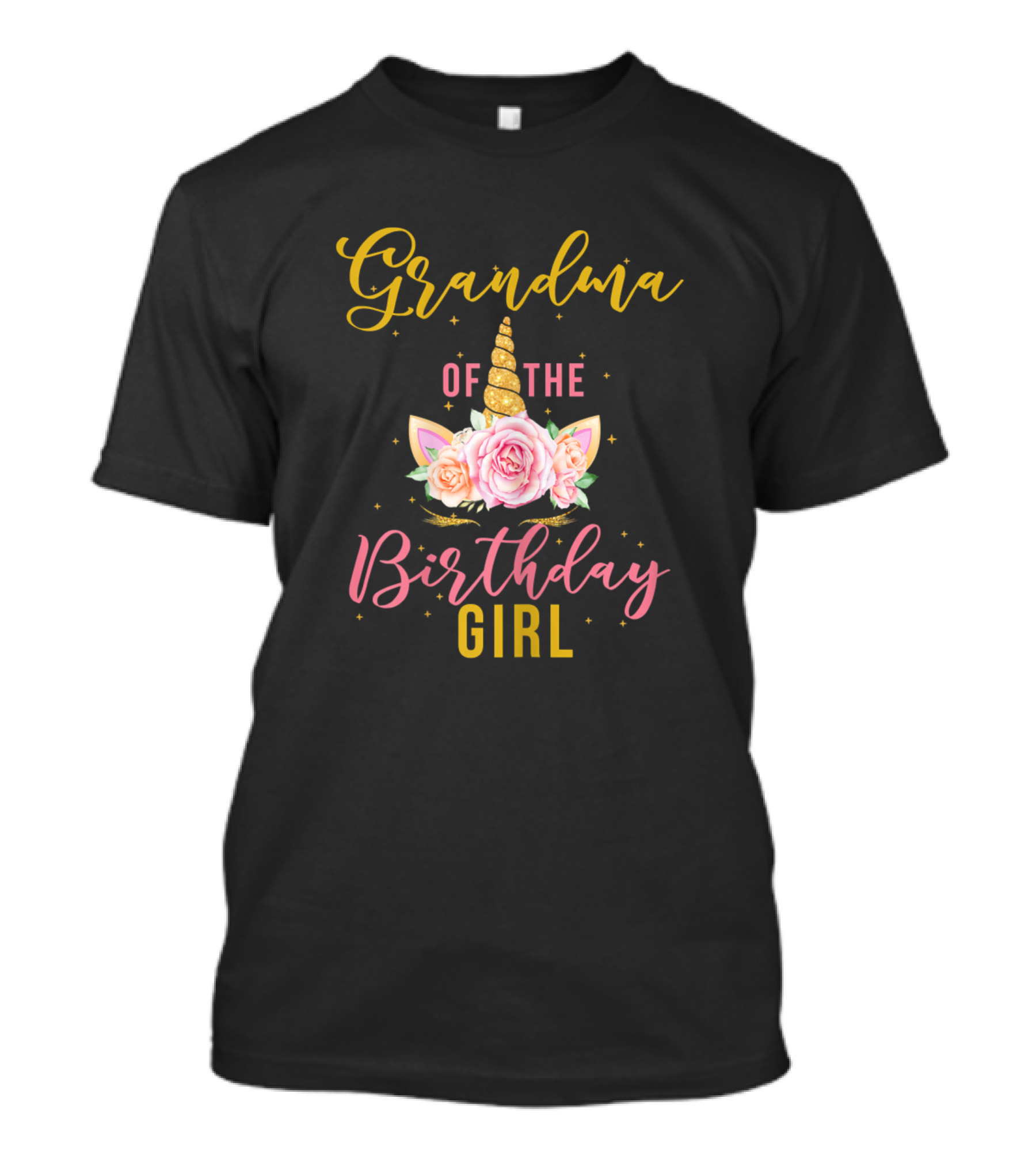 Grandma Of The Birthday Girl Unicorn Flower Crown T-Shirt