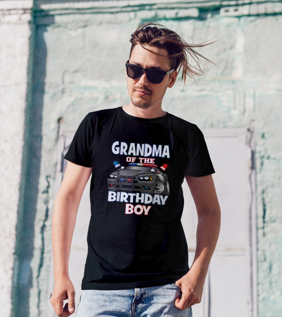 Grandma Of The Birthday Boy Police Car Party T-Shirt