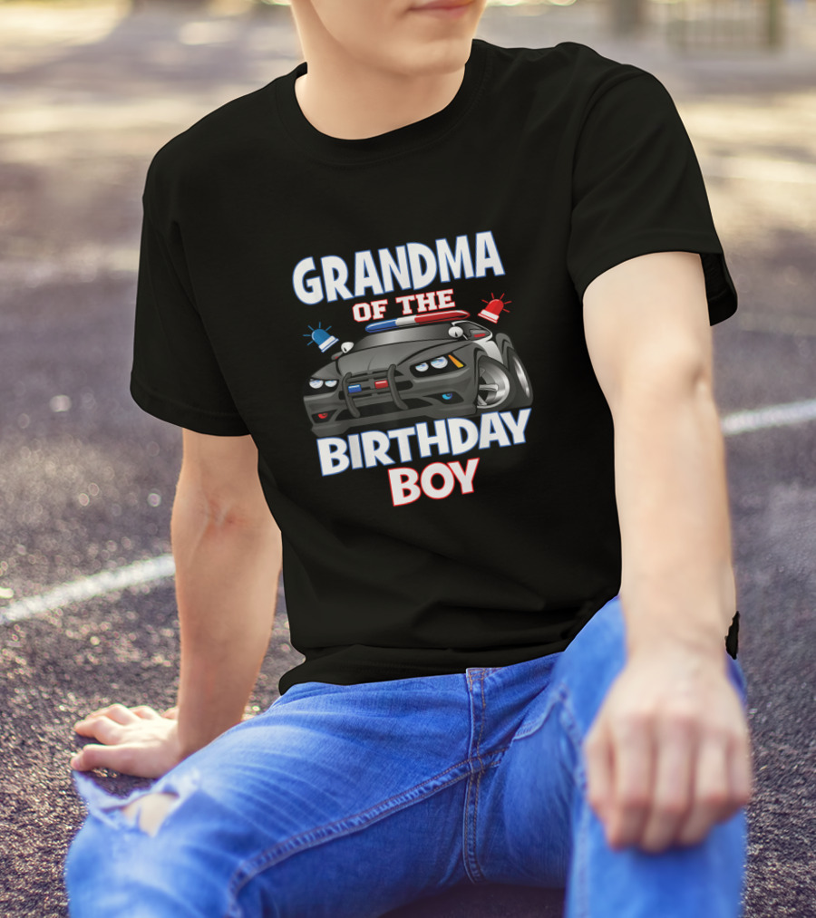 Grandma Of The Birthday Boy Police Car Party T-Shirt