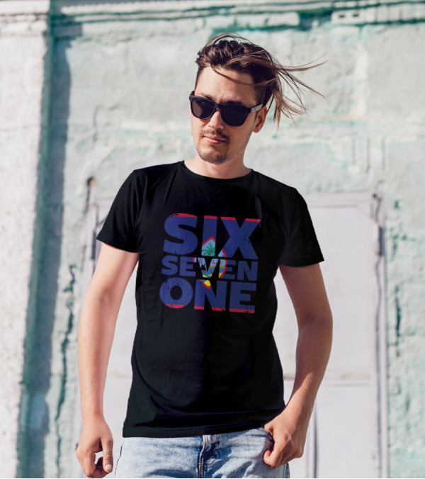 SIX SEVEN ONE Guam USA Flag In Text Gu Clothing T-Shirt
