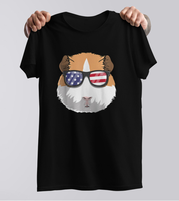 Guinea Pig USA Flag Sunglasses 4th Of July American Patriotic T-Shirt