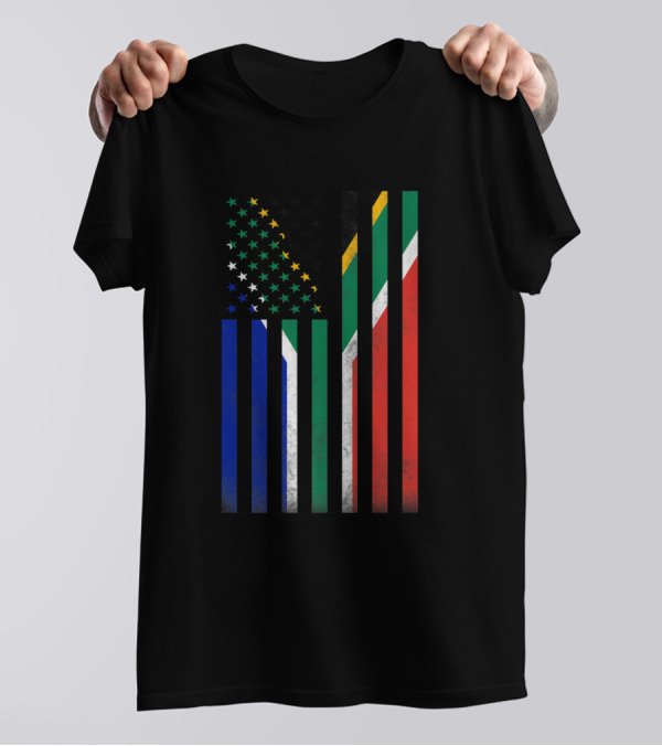 Half South African Flag American Usa Inside Me T-Shirt