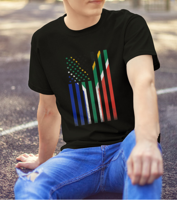 Half South African Flag American Usa Inside Me T-Shirt