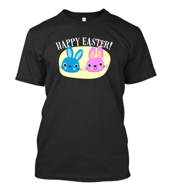 Happy Easter Cute Blue And Pink Bunny T-Shirt