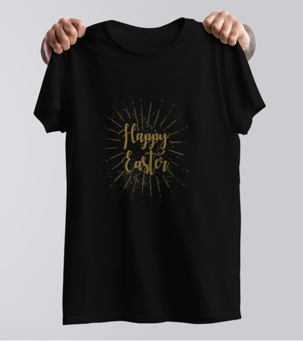 Happy Easter Sunburst золотый фейерверк и звезды T-Shirt