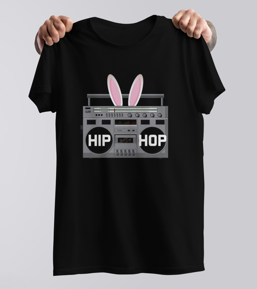 Hip Hop Bunny Ears Boombox Cassette Music Easter Day Fan T-Shirt